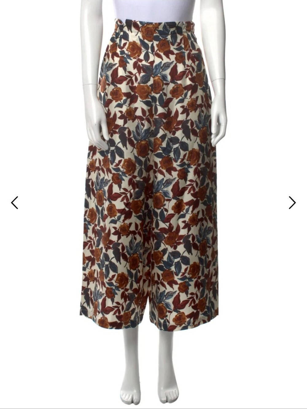 Rachel Comey Floral Wide-Leg Pants in Off White with Brown & Blue Print